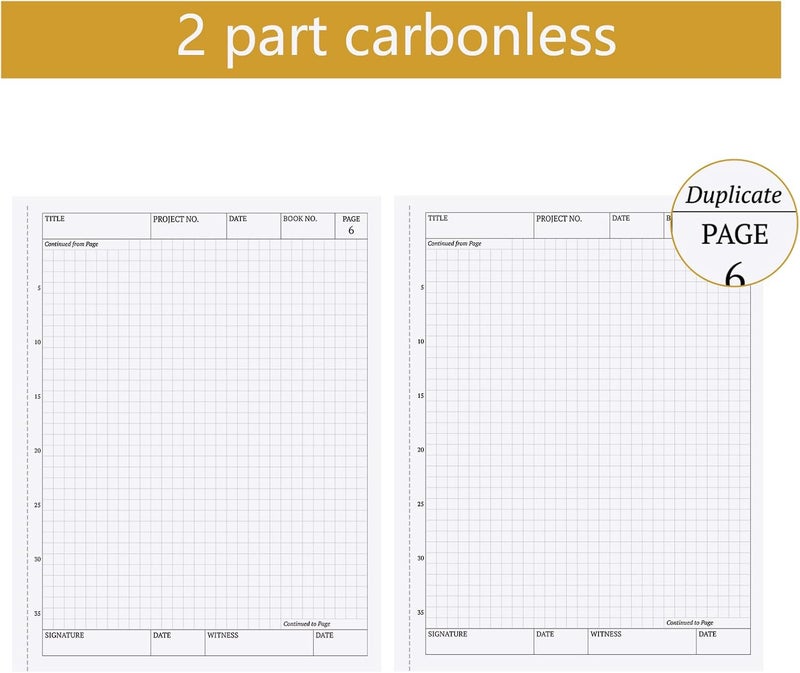 suituts 2 Pack Carbonless Chemistry Lab Notebook, 8.5X11 Inch Students Lab Notebook for Scientific/Physic/Biology, 50 Sets Per Pack, 4x4 Square Grid (Kraft) - Image 4